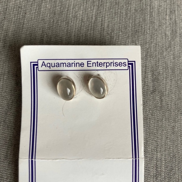 cats eye Moonstone 925 Sterling silver earrings  Stamped 925 - Picture 1 of 1